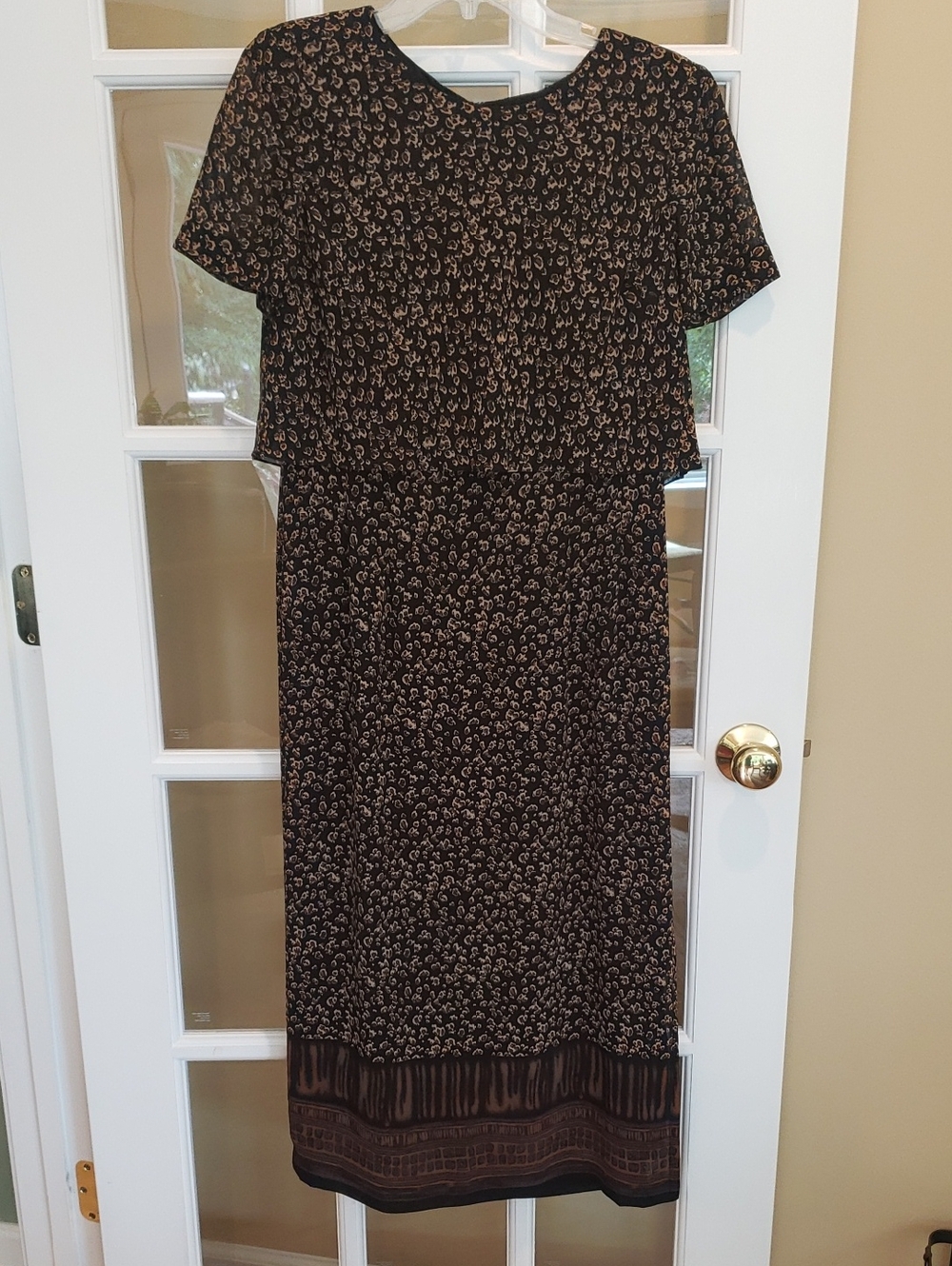 Vtg Cynthia Howie-Chic Black and Brown Maxi Dress Size: 8P